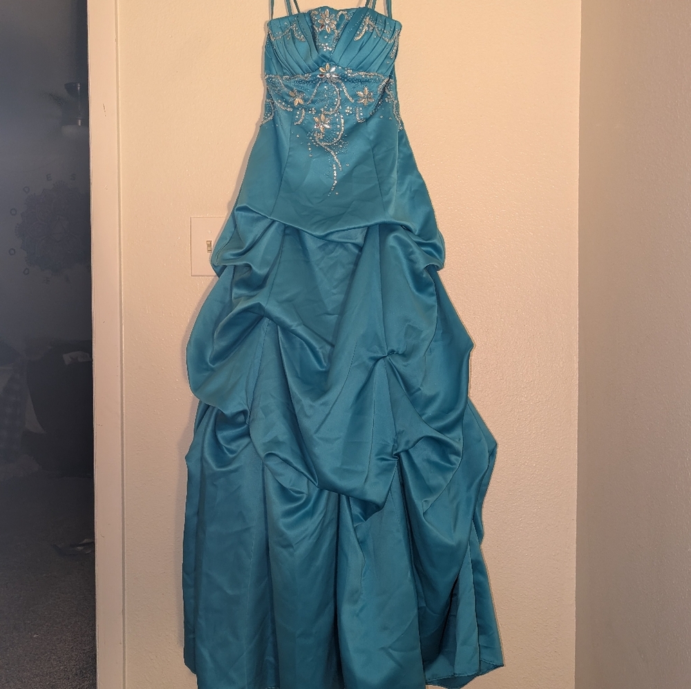 City Triangles Turquoise Strapless Dress